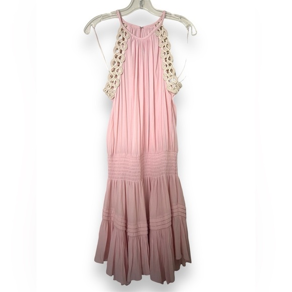 Ramy Brook Dresses & Skirts - Ramy Brook Pink Maxi Dress with Cream Crochet Straps